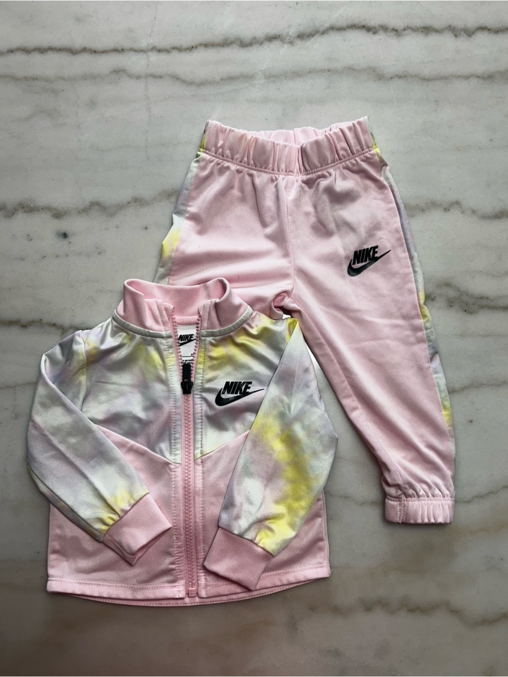 Nike Pastel Pink and Yellow Tie-Dye Zip-Up Jacket